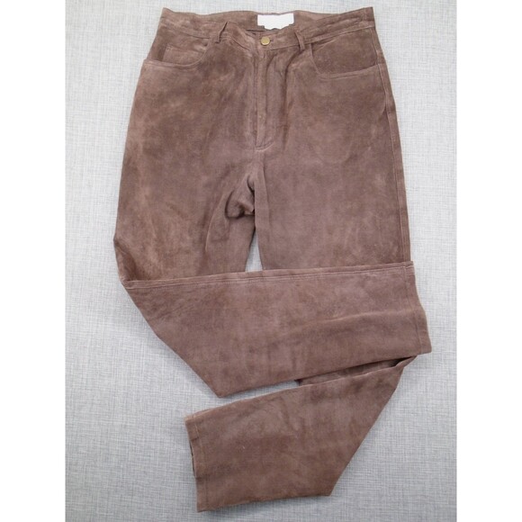 MARGARET GODFREY Suede Style 100% Leather Pants Women's 32" Waist Brown Western - Picture 13 of 16